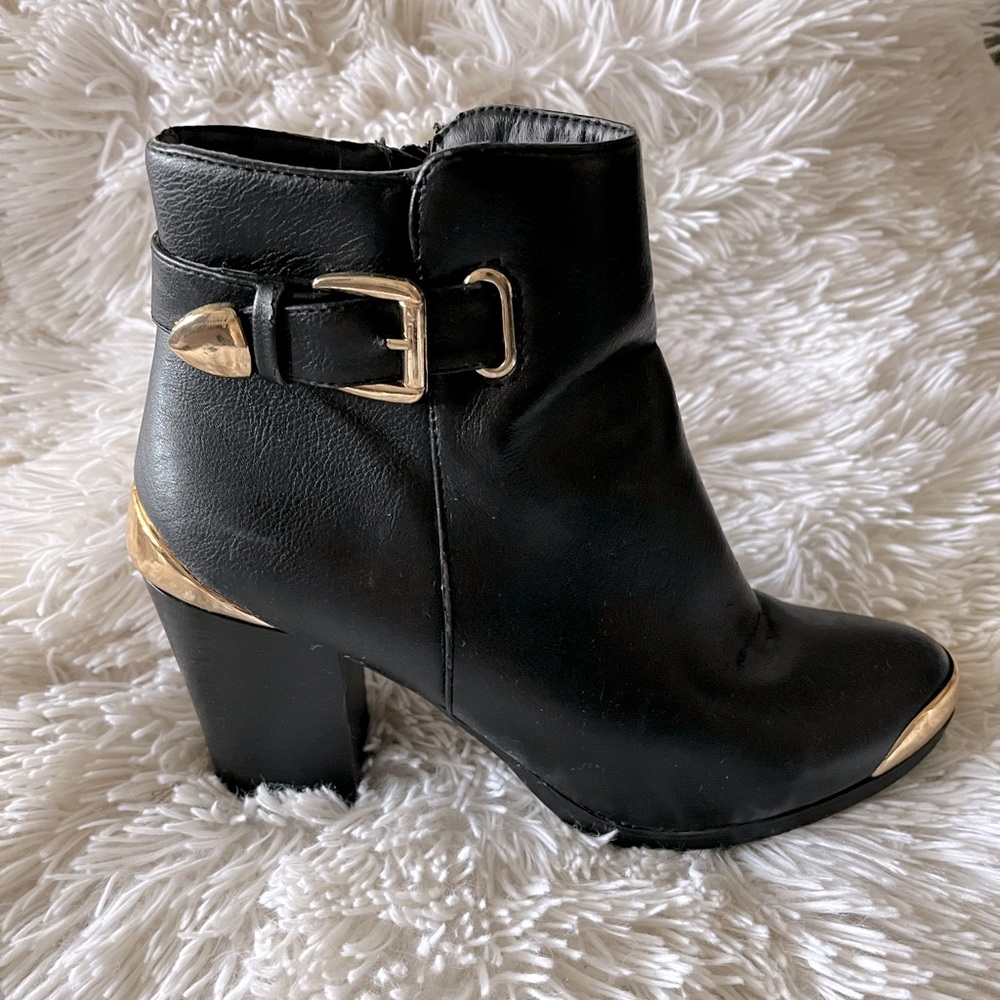 Black & gold booties